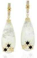 Pearl Pave Diamond Star Design Dangle Earring