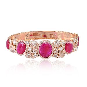 Rose Cut Diamond Indian Ruby Handmade Bangle