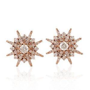 Rose Gold Pave Diamond Engagement Stud Earring