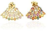 Solid Gold Multi Sapphire Women Stud Earring