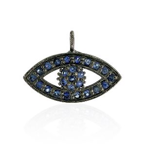 Sterling Silver Blue Sapphire Evil Eye Charm