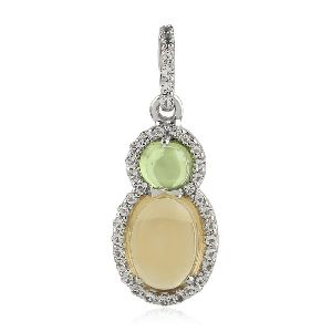 Sterling Silver Citrine Peridot Topaz Pendant