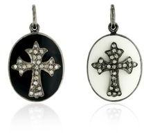 sterling silver Cross charm Pendant Single Cut Diamond Handmade Enamel