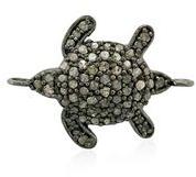 Sterling Silver Diamond Turtle Connector Charm