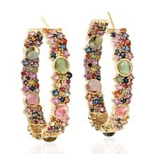 Tourmaline Sapphire Women Hoop Earring