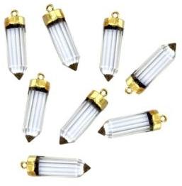 Crystal Quartz Connector Jewelry Bullet Shape 24k Gold Plated Connector