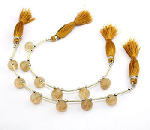 Gold Rutile Onion Shape Faceted Briolette Bead