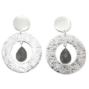 Gray Chalcedony Earring Silver Plated