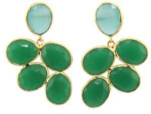 Green Onyx Aqua Chalcedony Earring