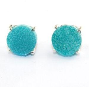 Natural Light Skyblue Druzy Stud Earring