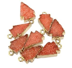 Natural Orange Druzy Connector Jewelry