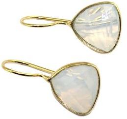 Opalite Quartz Trillium Shape Earring 24k Gold Plated