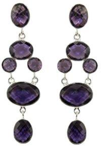 Silver Plated Amethyst Quartz Earring