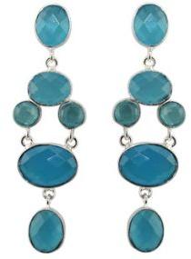 Silver Plated Blue Chalcedony Earring