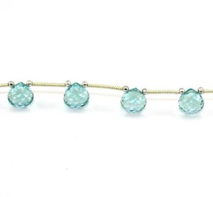 Swiss Blue Topaz Hydro Quartz Onion Shape Faceted Briolette Bead