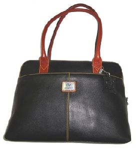 Designer 13 in. Black Leather Tote Handbag