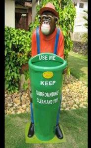 FRP Monkey Shaped Dustbin