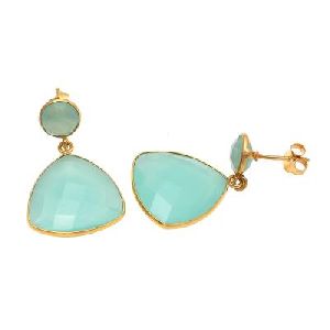 AQUA CHALCEDONY 925 STERLING SILVER EARRING