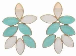 Aqua Chalcedony and Shell Gemstone Earring