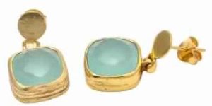 Aqua Chalcedony Fashion Silver Earring