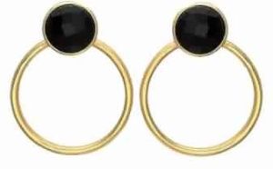 Black Onyx Earring Round Gemstone Earring