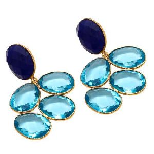 Blue topaz And Blue Chalcedony Earring