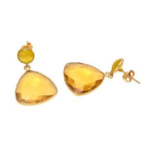 Citrine Quartz Trillion Shape Earring