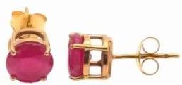 Dyed Ruby Round Tiny Stud Earring Vermeil Gold Earring