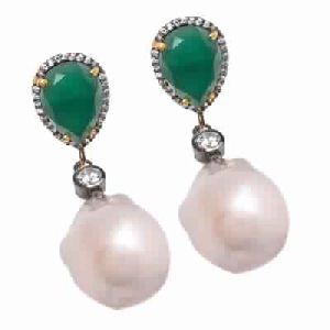 Green Onyx Zircon Earring