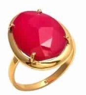 Hot Pink Chalcedony Vermeil Gold Plated Gemstone Ring