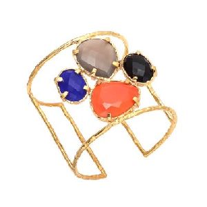 Multi Gemstone Bangle Gray and Orange Chalcedony Bangle New Fashion bangle