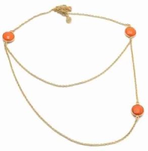 Orange Chalcedony Long Chain Necklce