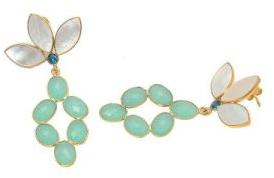 Pearl Shell And Aqua Chalcedony Earring