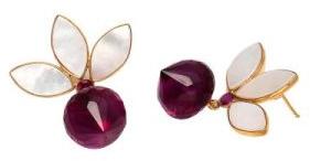 Pink Tourmaline Hydro and Pearl Shell Earring