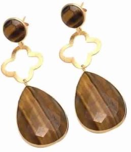 Tiger Eye Gemstone 925 Sterling Silver Earring