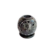 Black Soapstone Candle Holder