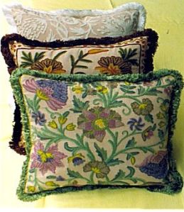 Hand-embroidered Crewel Cushions