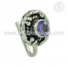 Beautiful Iolite Gemstone 925 Sterling Silver Nose Pin Jewelry