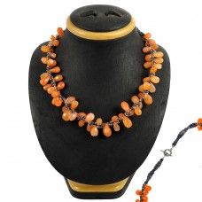 Carnelian, Iolite Gemstone Sterling Silver Necklace