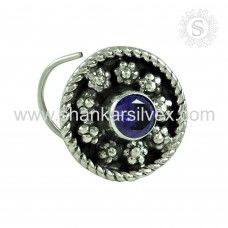 Good-Looking Iolite Gemstone 925 Sterling Silver Handmade Nose Pin Jewelry