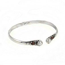 Hot!! 925 Sterling Silver Coral & Pearl Bangle