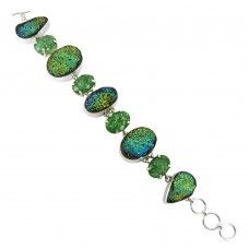 Large Fashion !! 925 Sterling Silver Multi Stones Bracelet