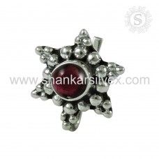 Lustrous Garnet Gemstone 925 Sterling Silver Fashion Nose Pin Jewelry