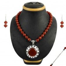 Manamohak!! 925 Sterling Silver Carnelian Jewelry Set