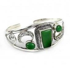 Natural !! 925 Sterling Silver Chrysoprass Bangle