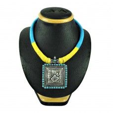 Oxidised Sterling Silver Antique Jewelry Fashion Turquoise Gemstone Thread Necklace