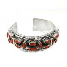 Shine!! 925 Sterling Silver Coral Bangle