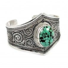 Simple !! 925 Sterling Silver Turquoise Bangle