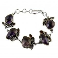 Spell !! 925 Sterling Silver Amethyst, Garnet Bracelet