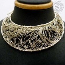Stunning 925 Sterling Silver Forged Necklace Handmade Silver Jewelry